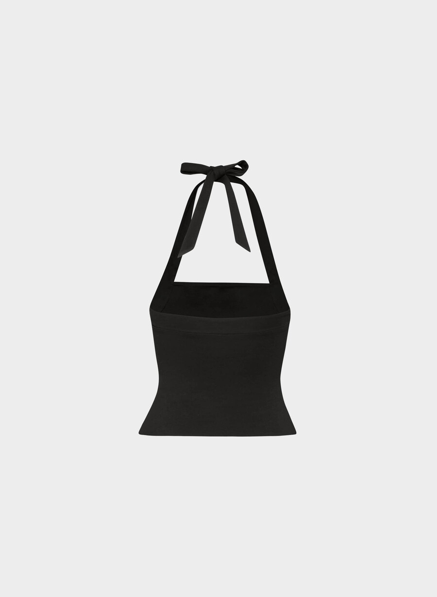 top casual contour optimum cu imprimeu halter negru