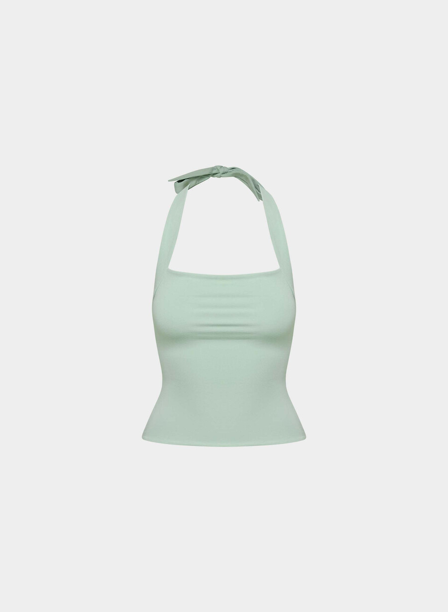 top casual cu imprimeu halter optimum terrace sage