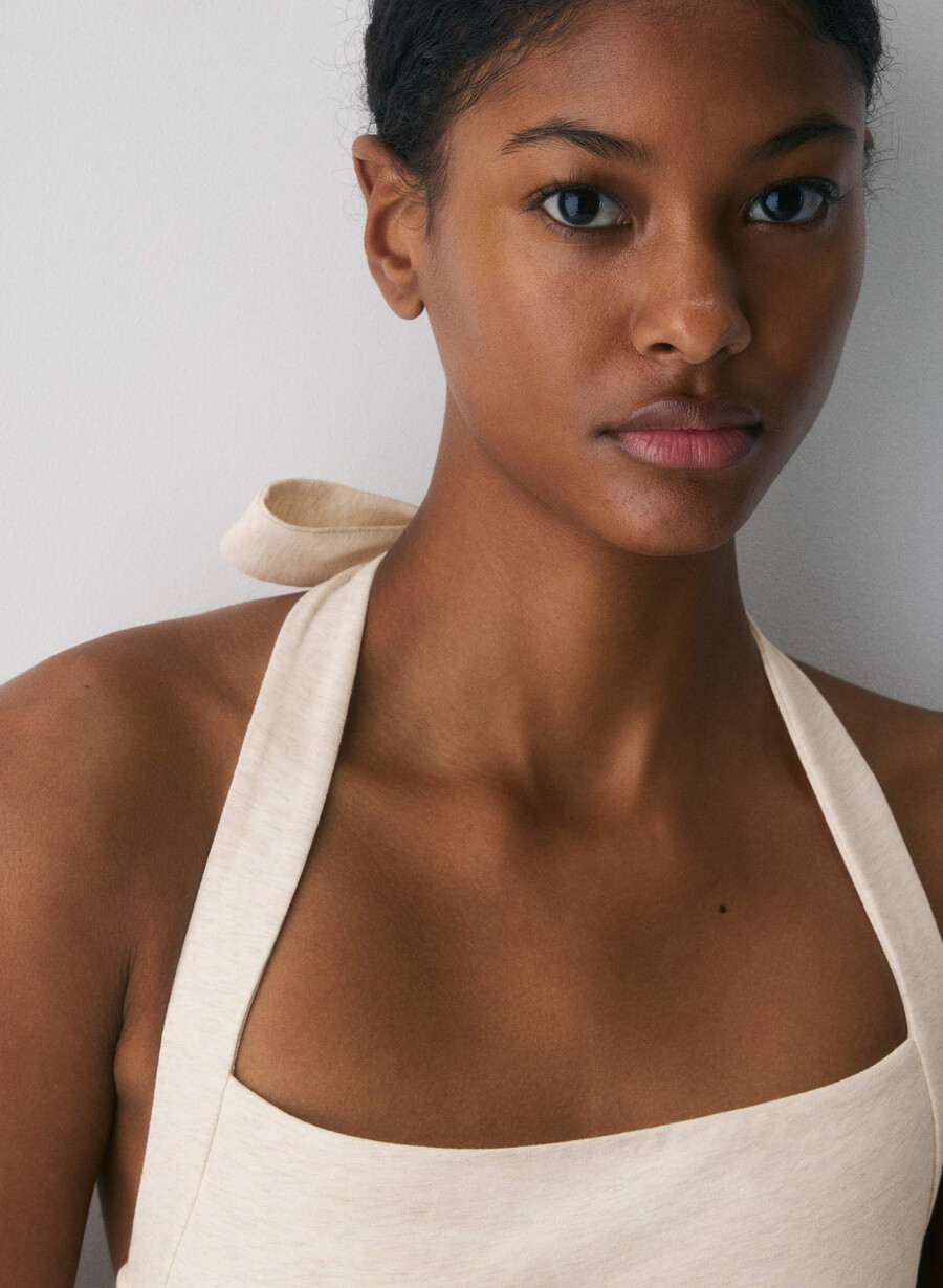 top casual cu imprimeu halter optimum terrace sage