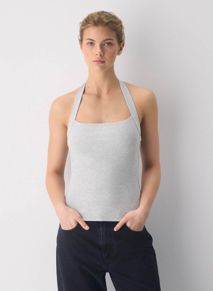 top casual contour optimum cu imprimeu halter și imprimeu heather chrome