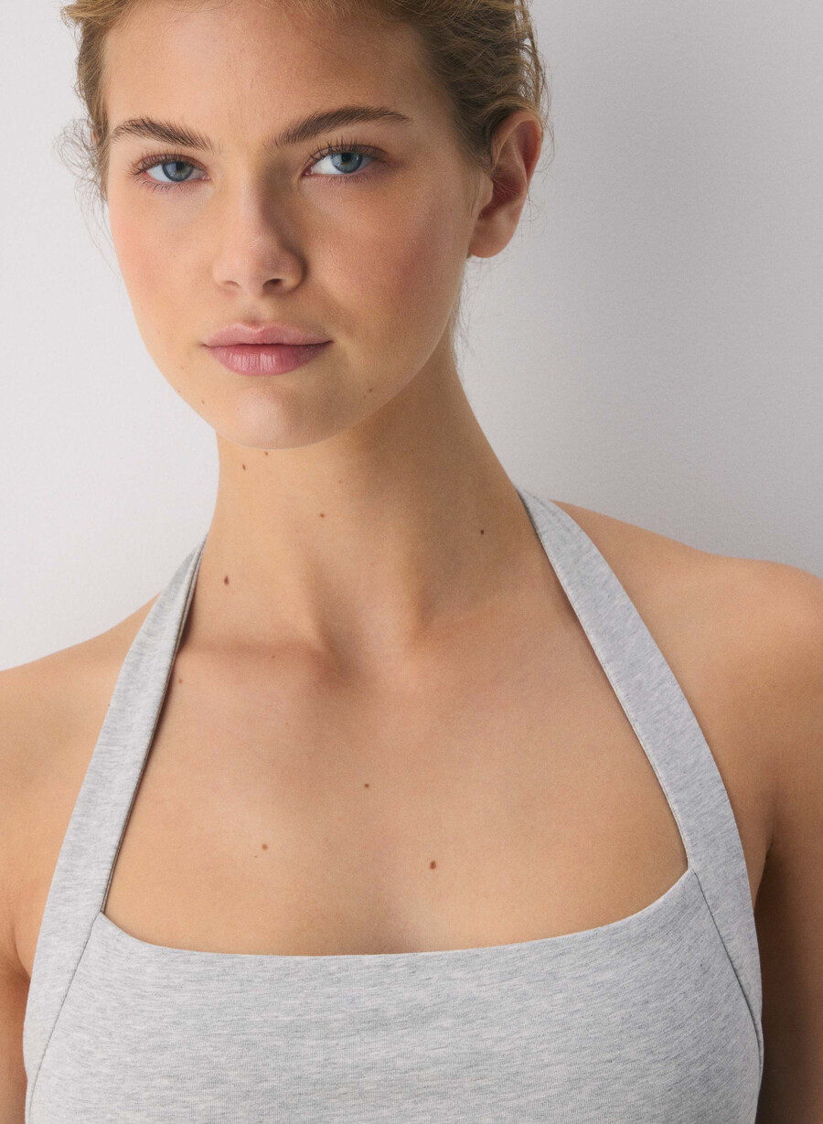 top casual contour optimum cu imprimeu halter și imprimeu heather chrome