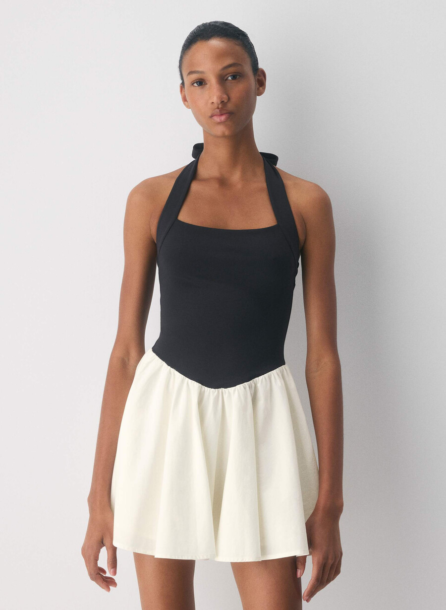 rochie courtyard poplin mesteacĂn deschisnegru