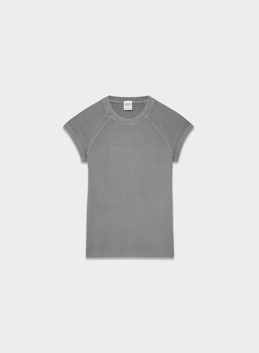 tricou homestretch rib cassette cu mânecă scurtă gri vintage model rvrtstn