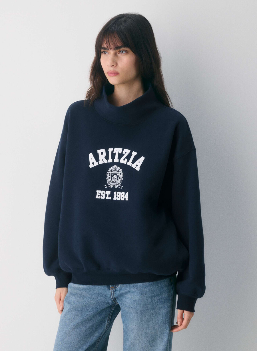 tricou confortabil din fleece cu guler mega funnel admiralalb