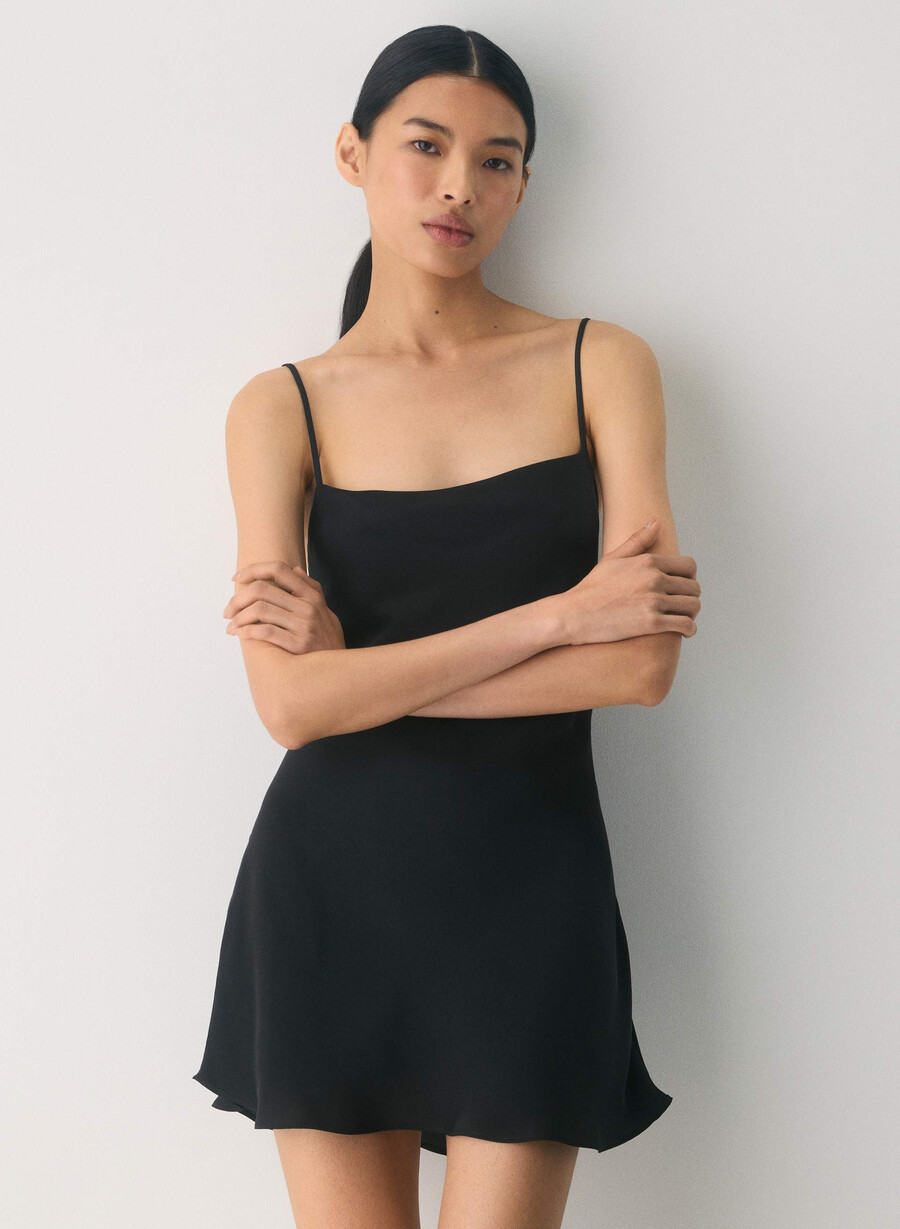 rochie confession din satin negru