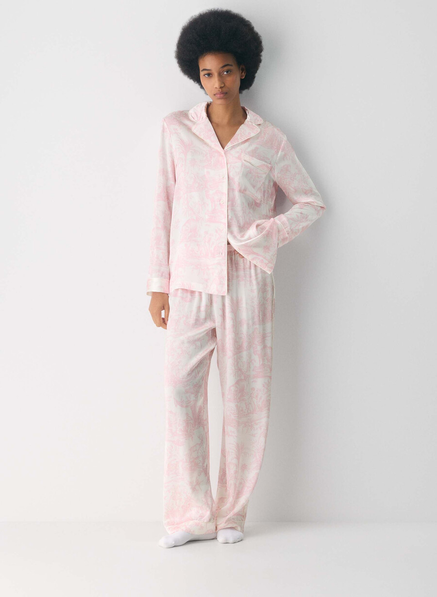 cămașă de pijama din mătase nightside lght bch dk cpd pnk