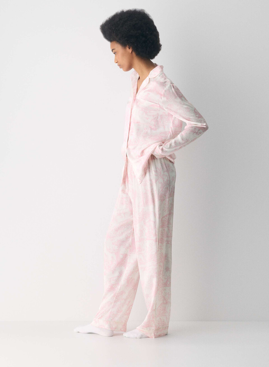 cămașă de pijama din mătase nightside lght bch dk cpd pnk