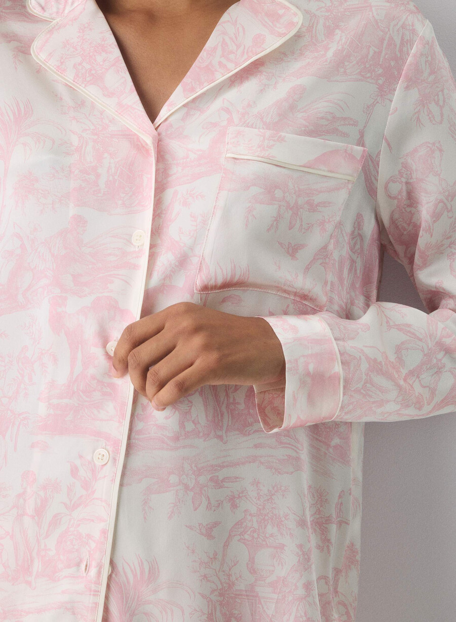 cămașă de pijama din mătase nightside lght bch dk cpd pnk