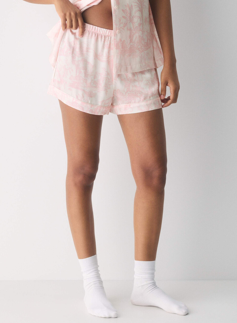 boxer de pijama nightside din mătase culoarea sâmbetei culoarea bejroz deschis