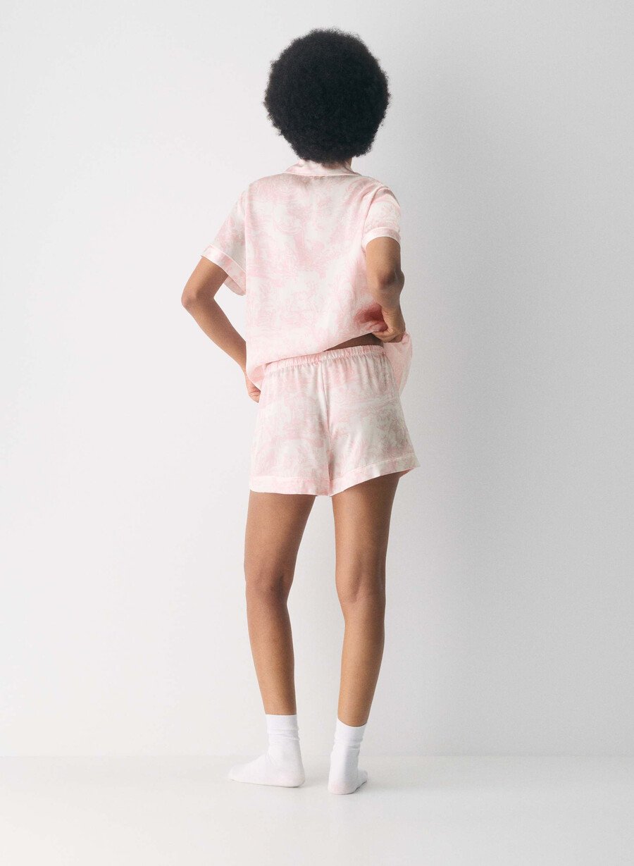 boxer de pijama nightside din mătase culoarea sâmbetei culoarea bejroz deschis