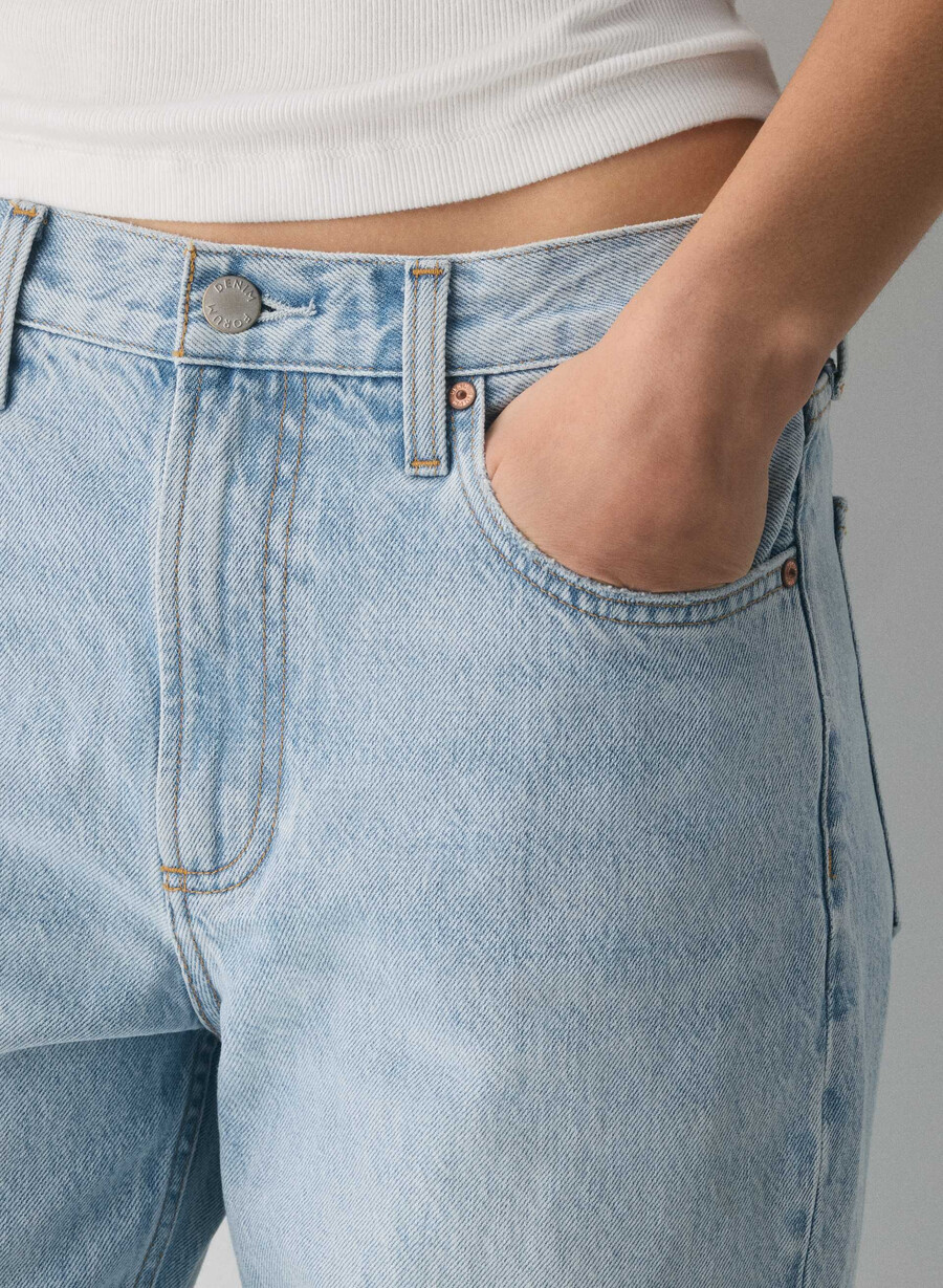 denim forum blugi largi iggy cu talie mică anii 90 15 ani culoare albastru-aprins