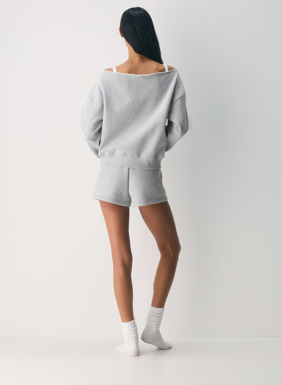 hanorac confortabil din fleece cu umăr gol heather chrome