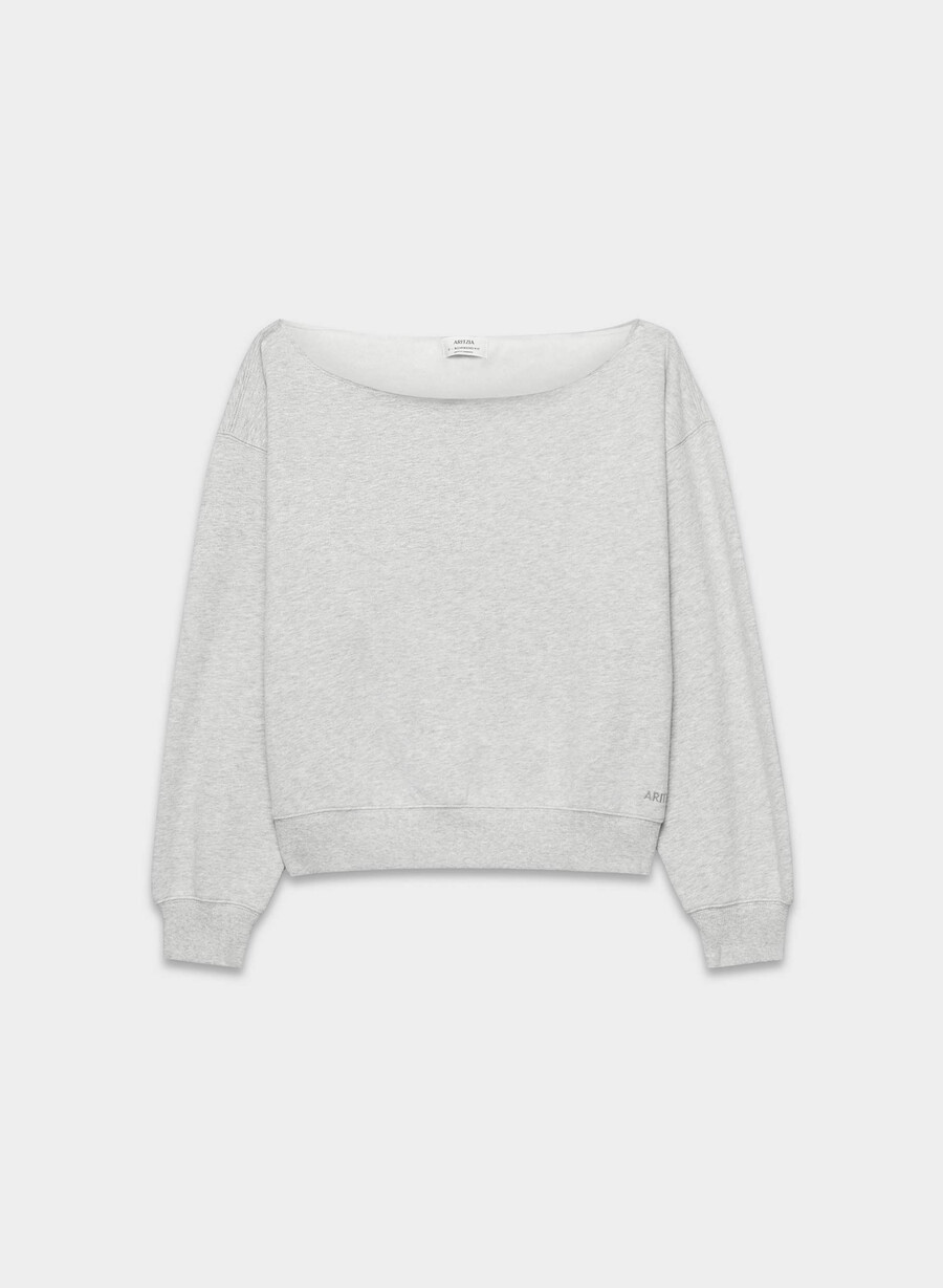 hanorac confortabil din fleece cu umăr gol heather chrome