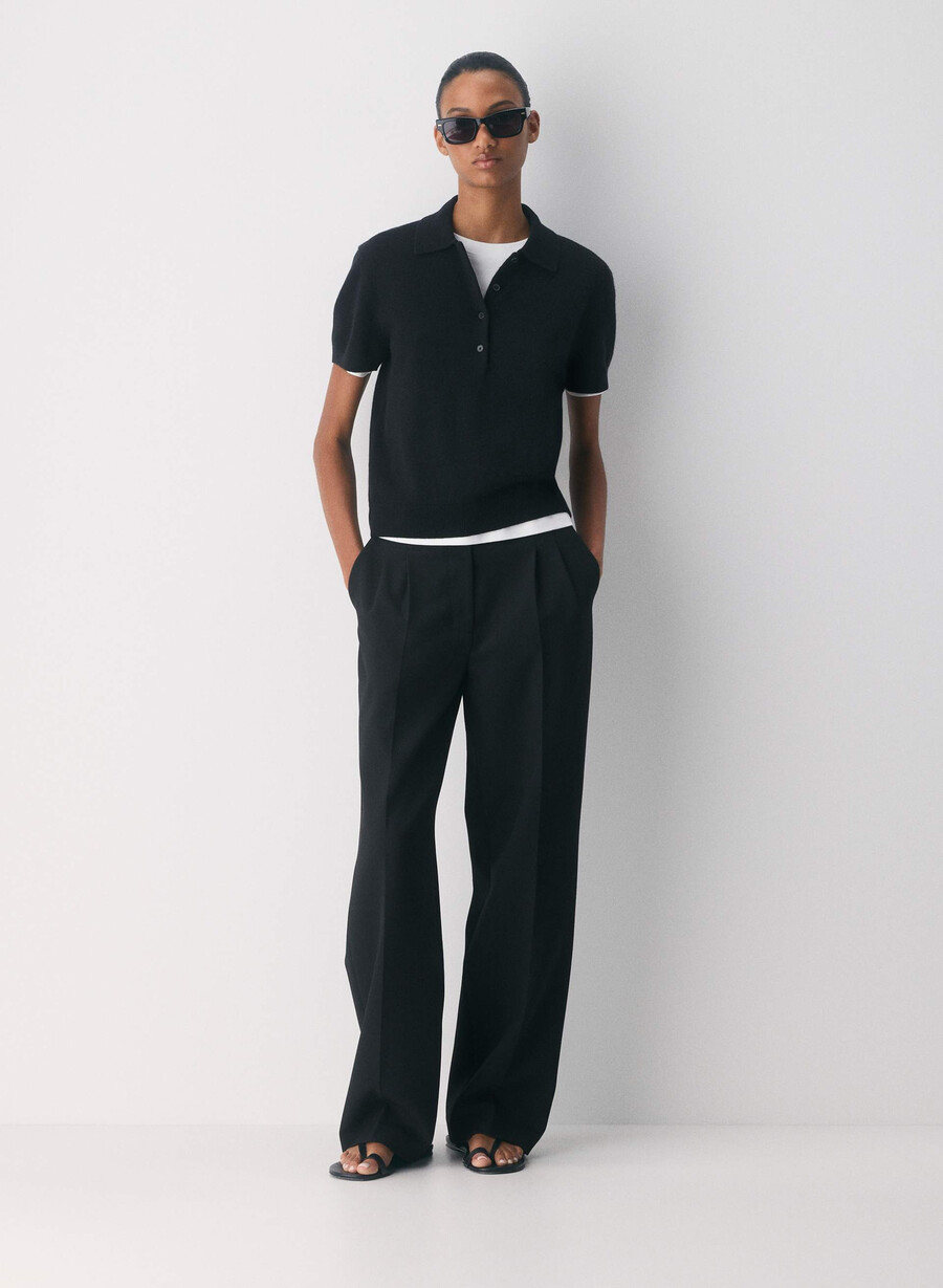 pulover polo cellini din cașmir bare negru