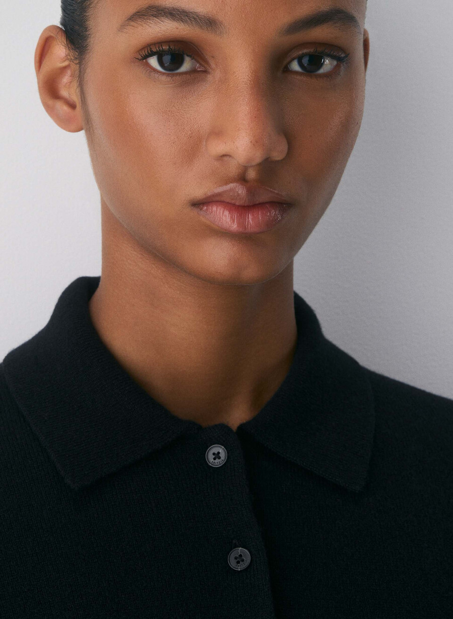 pulover polo cellini din cașmir bare negru