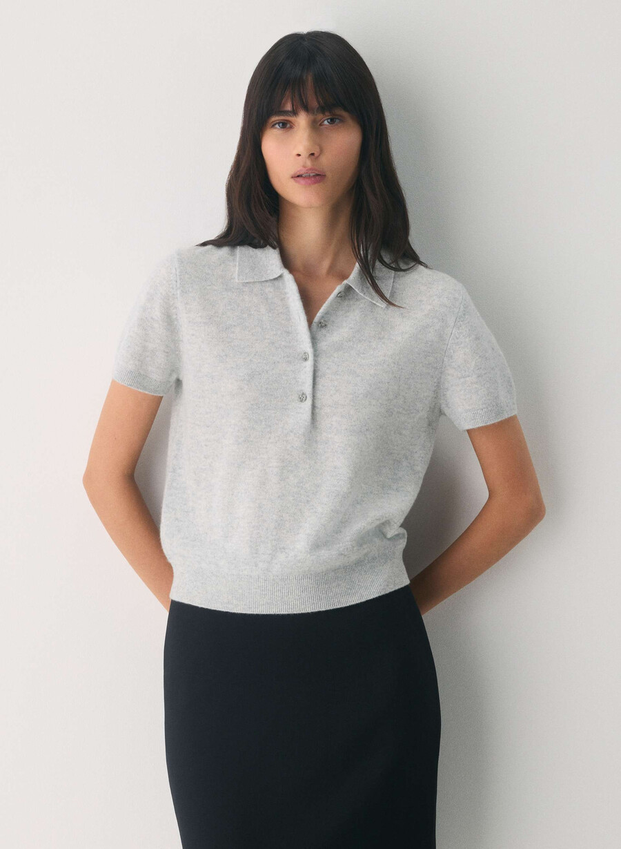 pulover polo cellini din cașmir bare heather chrome