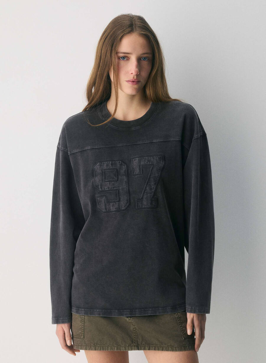 tricou cu mânecă lungă mighty cotton ramos negrualbru