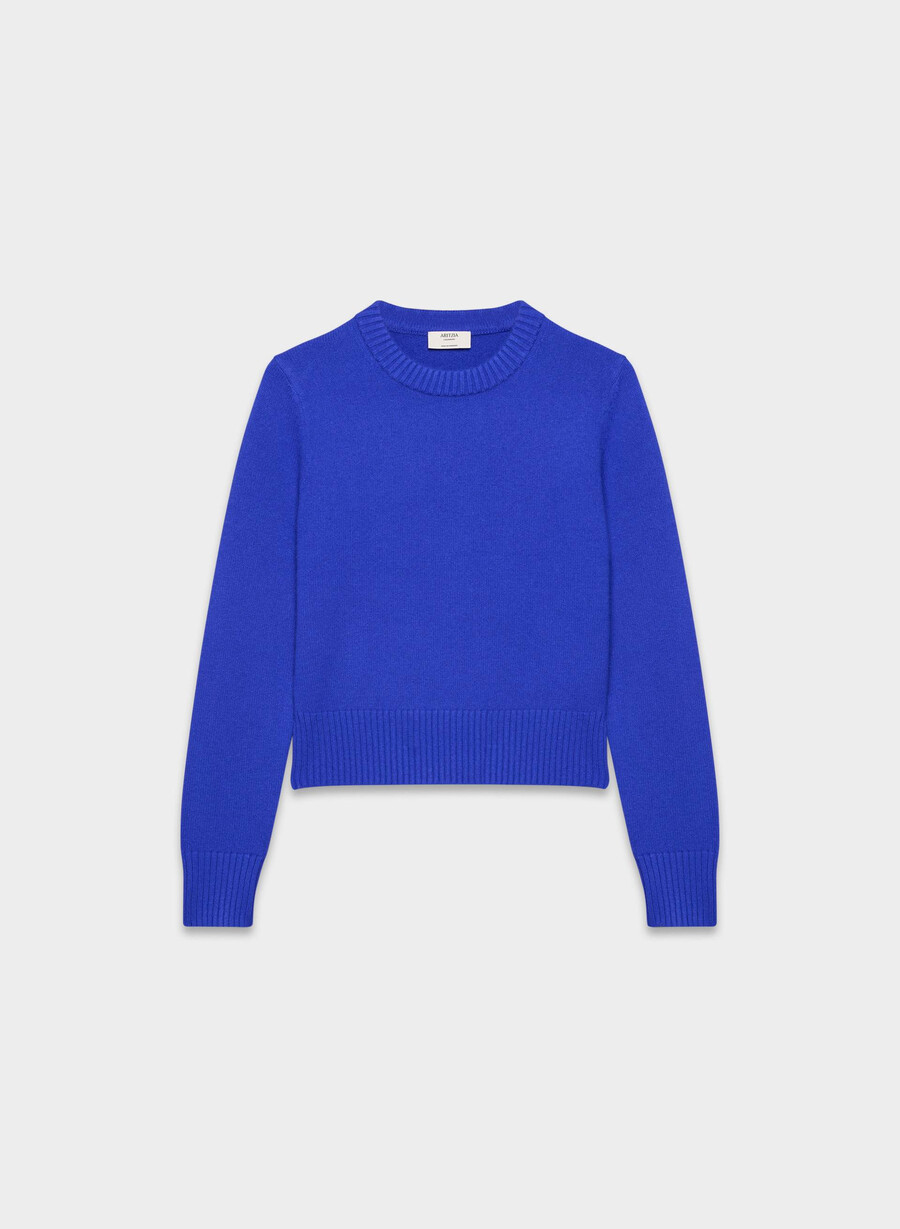 pulover esențial din cașmir model scurt ablaze blue