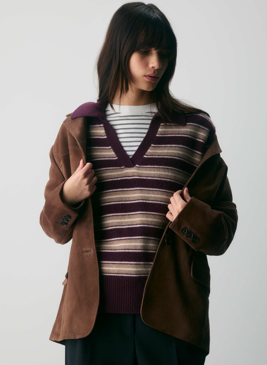 pulover polo supradimensionat din cașmir model plușat whsp alb rch m br