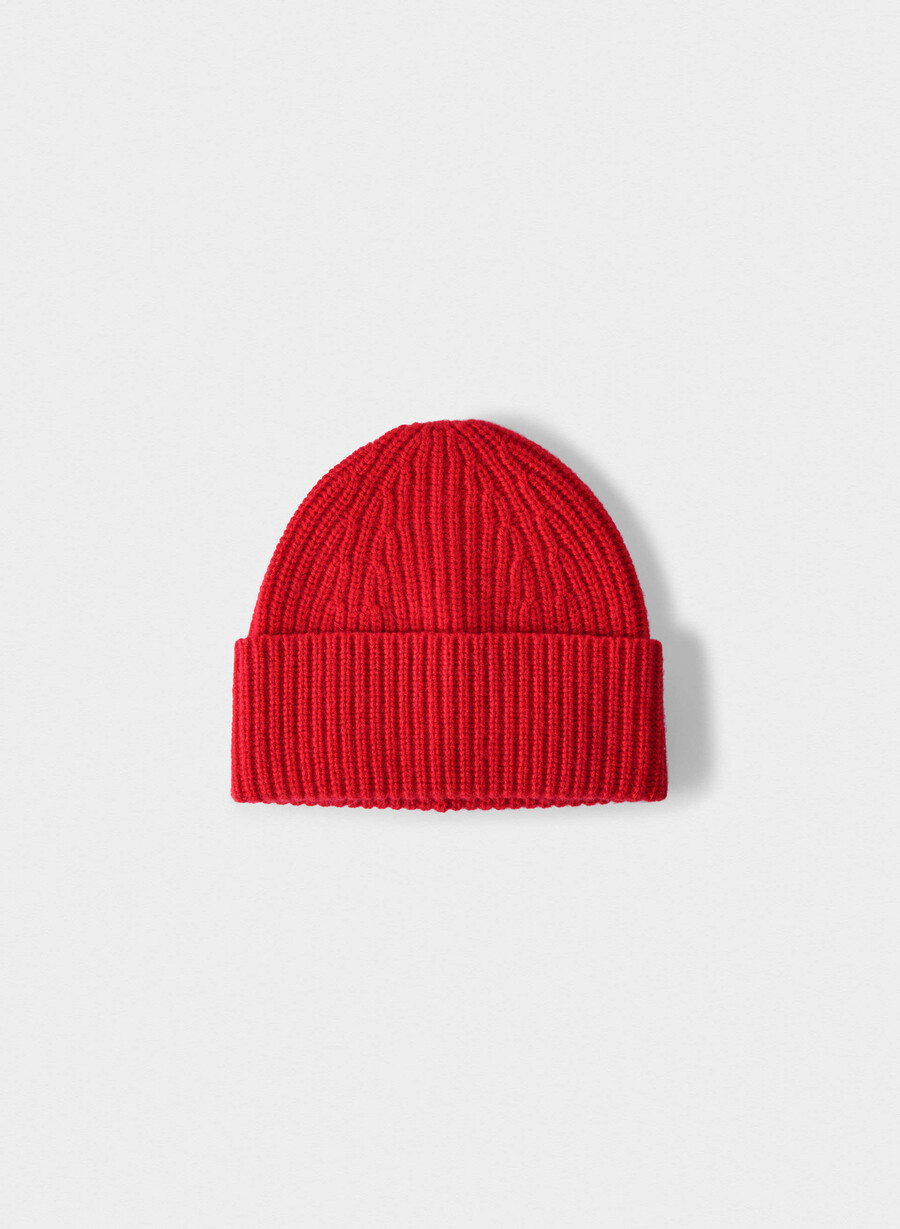 căciulă beanie cu nervuri din cașmir roȘu intermitent