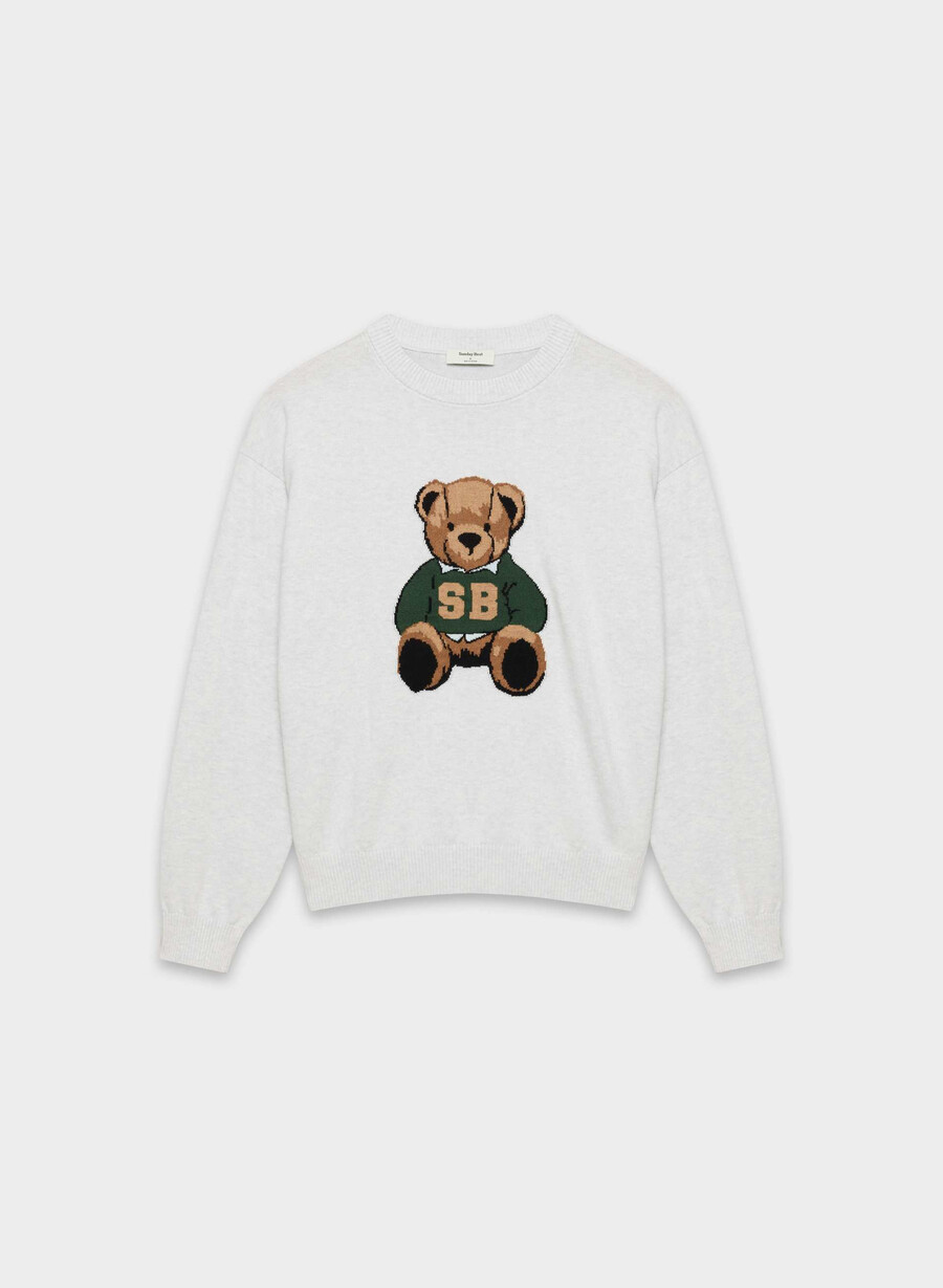 pulover cotton charm prep icon h cld wht teddy bea