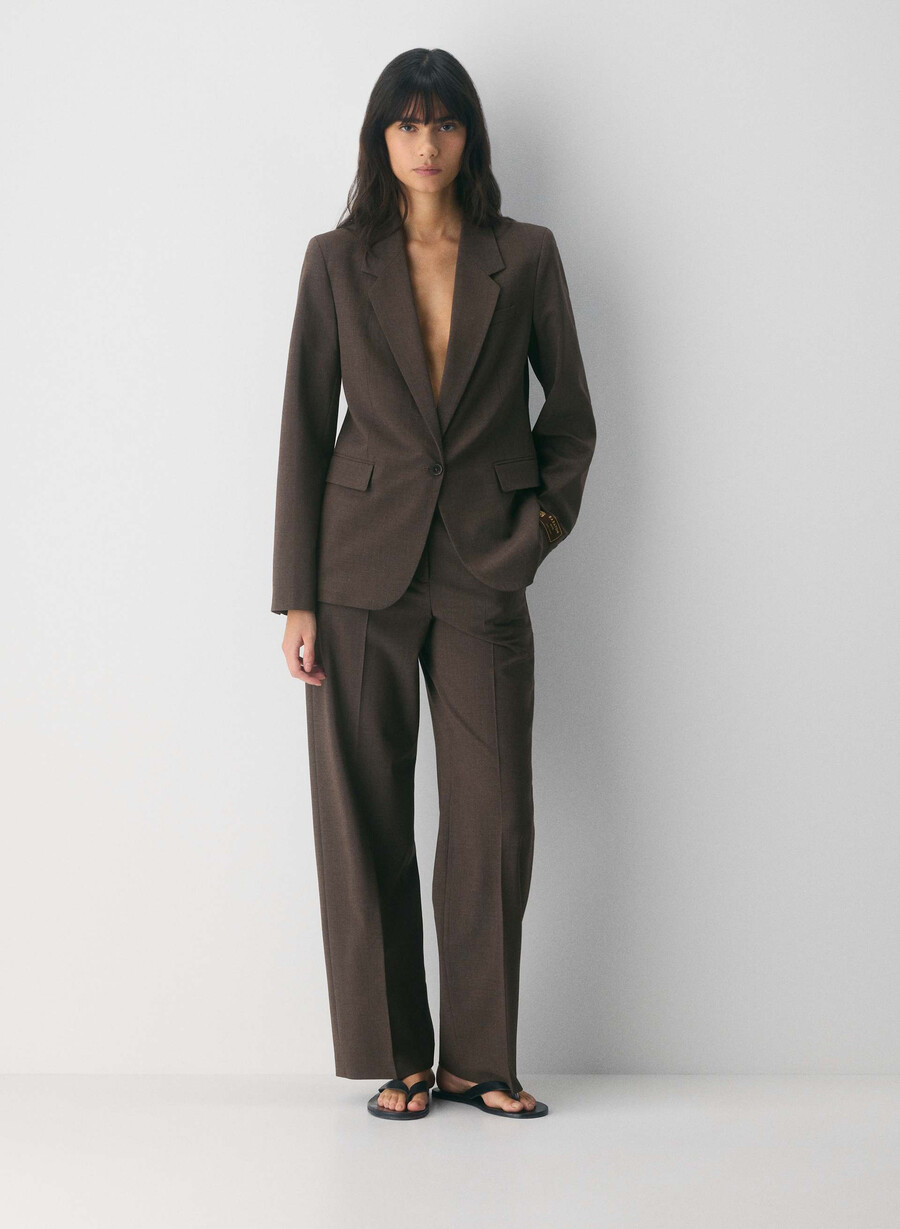 pantaloni din lână new agency heather rich mocha brn