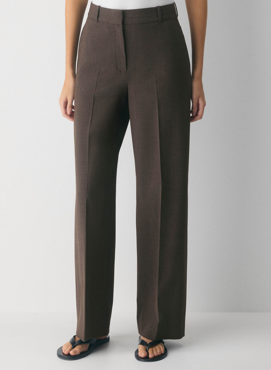 pantaloni din lână new agency heather rich mocha brn