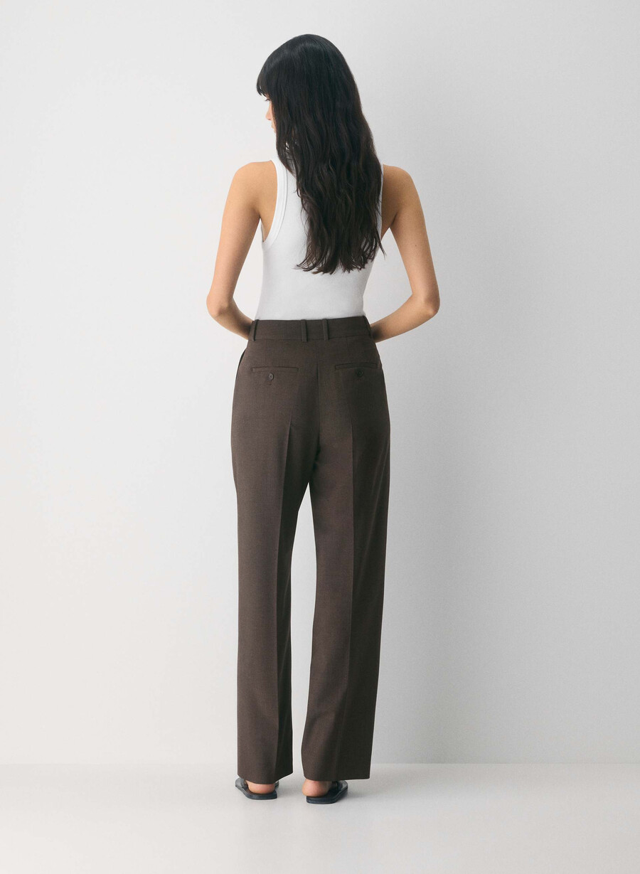 pantaloni din lână new agency heather rich mocha brn
