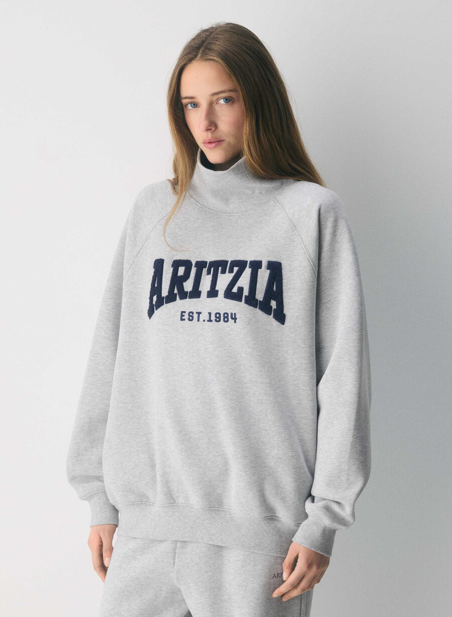 tricou confortabil din fleece mega raglan cu guler tip pâlnie h crom admiral