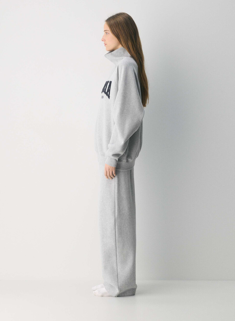 tricou confortabil din fleece mega raglan cu guler tip pâlnie h crom admiral