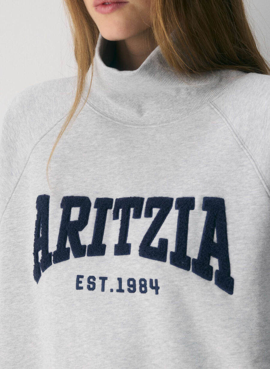 tricou confortabil din fleece mega raglan cu guler tip pâlnie h crom admiral
