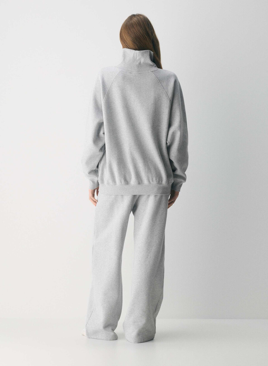 tricou confortabil din fleece mega raglan cu guler tip pâlnie h crom admiral