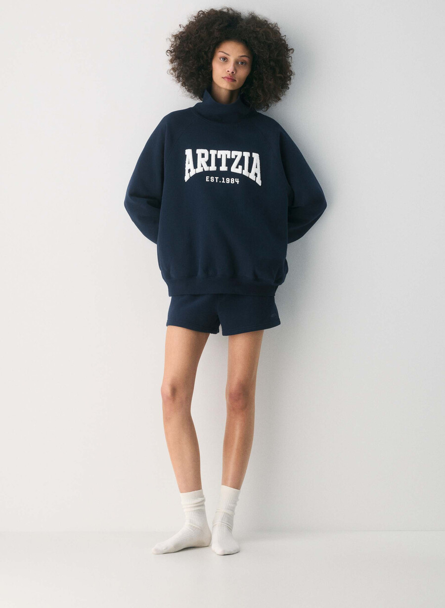 pulover confortabil din fleece mega raglan cu guler tip pâlnie admiral mesteacĂn deschis