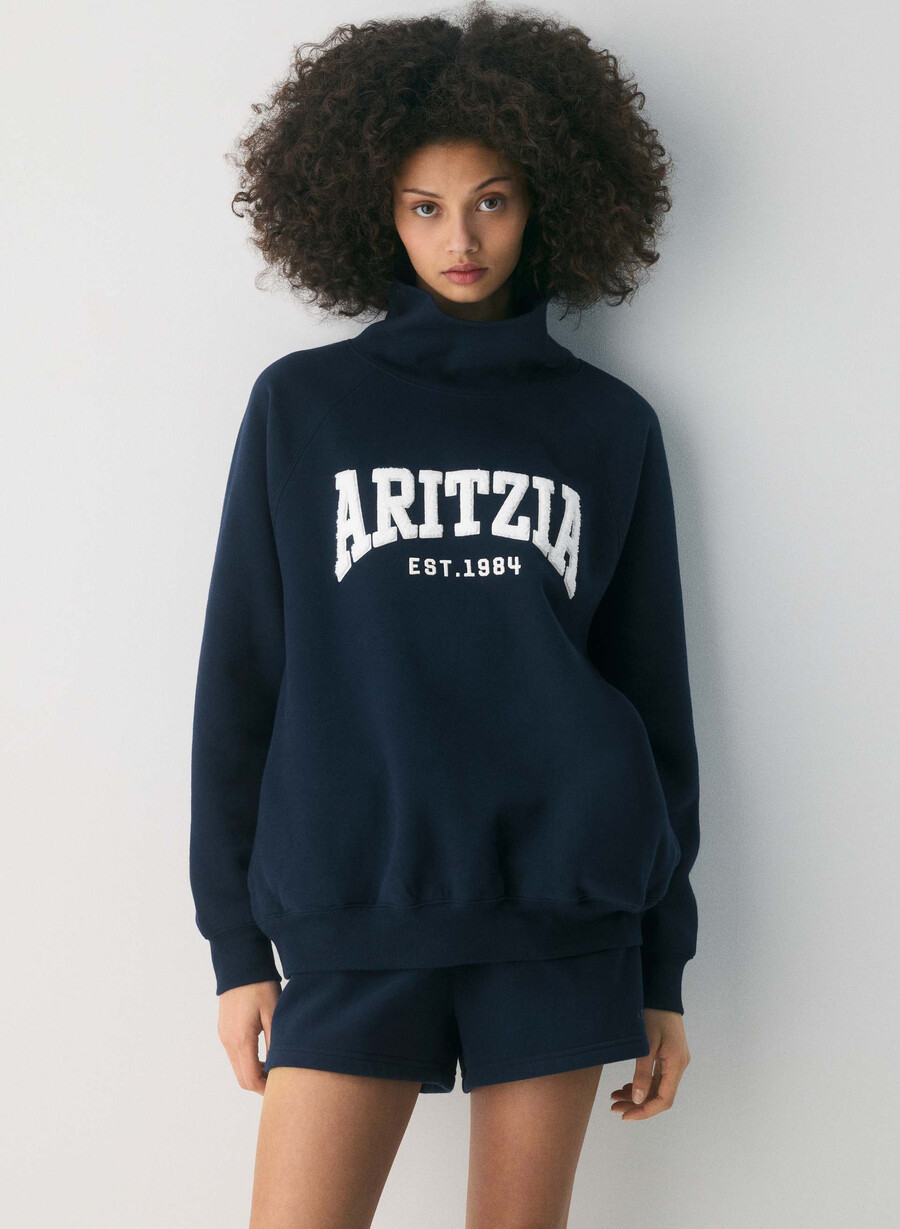 pulover confortabil din fleece mega raglan cu guler tip pâlnie admiral mesteacĂn deschis
