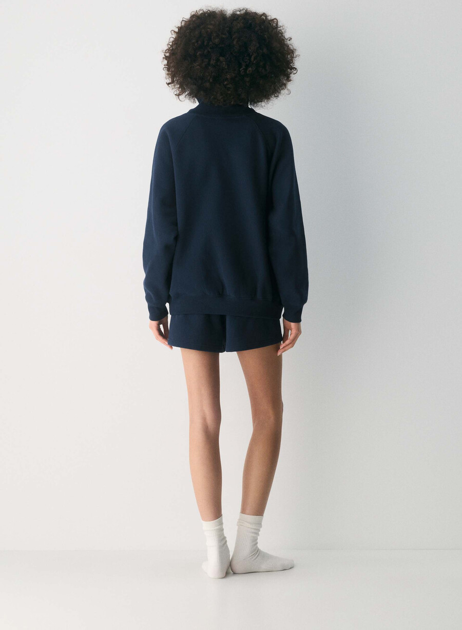 pulover confortabil din fleece mega raglan cu guler tip pâlnie admiral mesteacĂn deschis