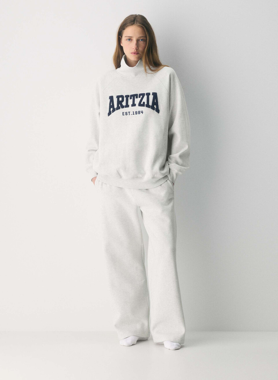tricou cozy sweatfleece mega raglan cu guler tip pâlnie albadmiral