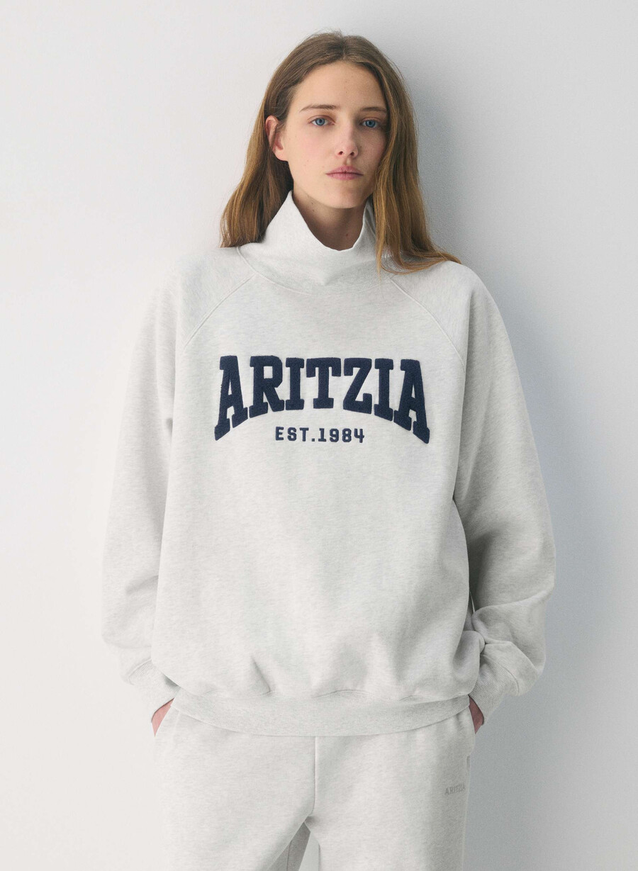 tricou cozy sweatfleece mega raglan cu guler tip pâlnie albadmiral