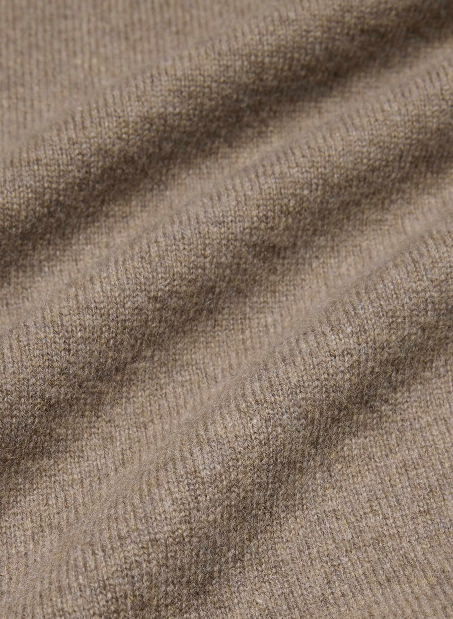 pulover bare cashmere relaxed crew heather folio brown