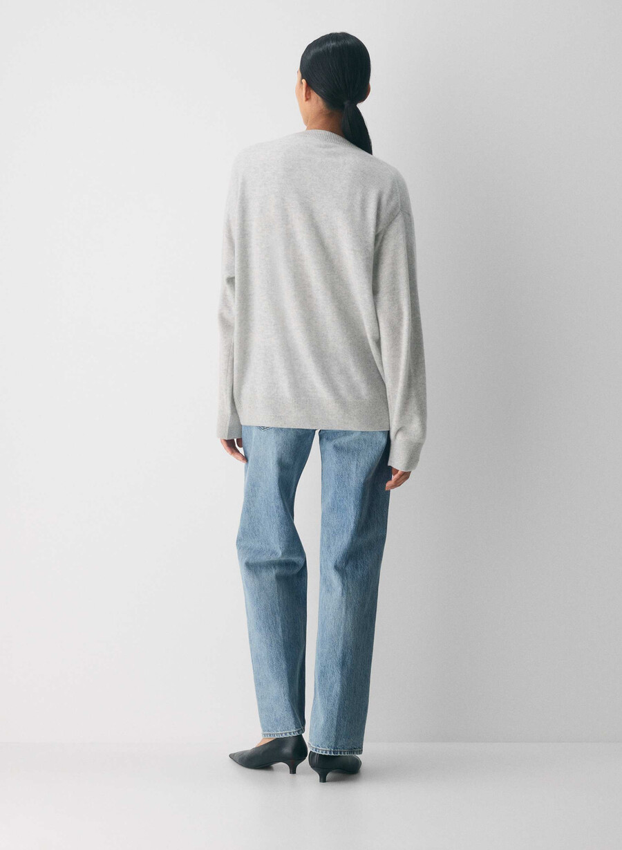 pulover din cașmir compozit bare heather chrome