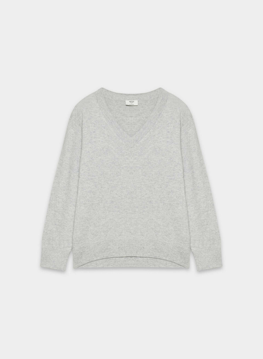 pulover din cașmir compozit bare heather chrome