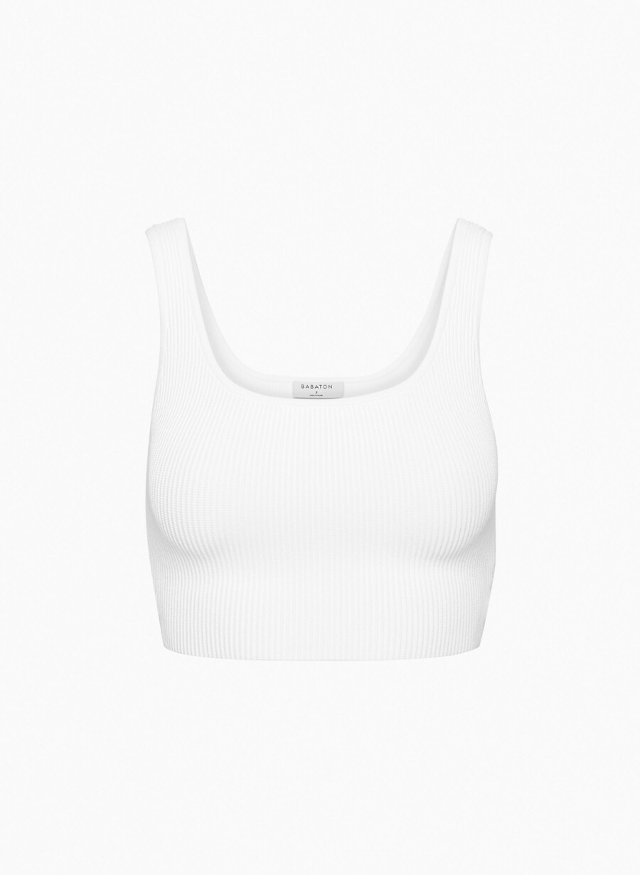 maiou scurt cu guler pătrat sculpt knit alb
