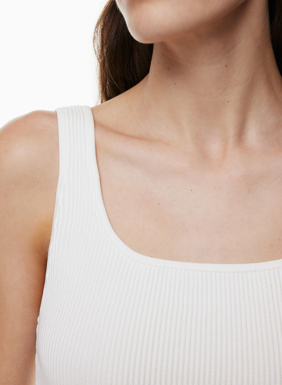 maiou sculpt knit cu guler pătrat alb