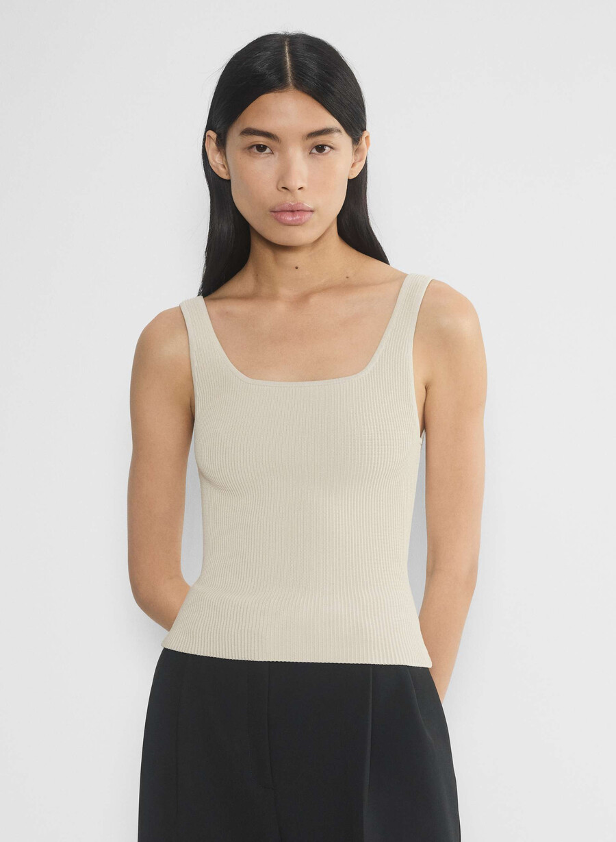 maiou sculpt knit cu guler pătrat matte pearl