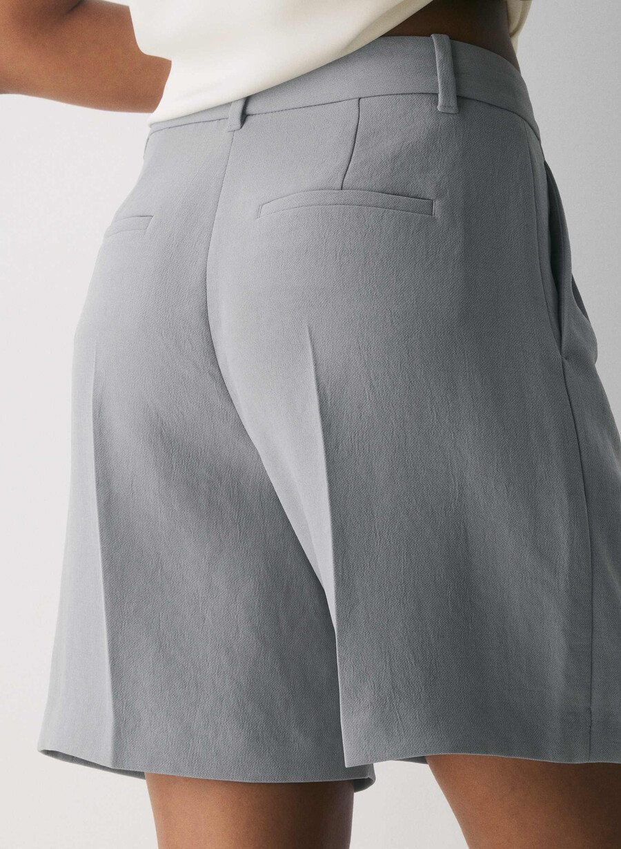 pantaloni scurți lungi the effortless short - crepette riverstone grey