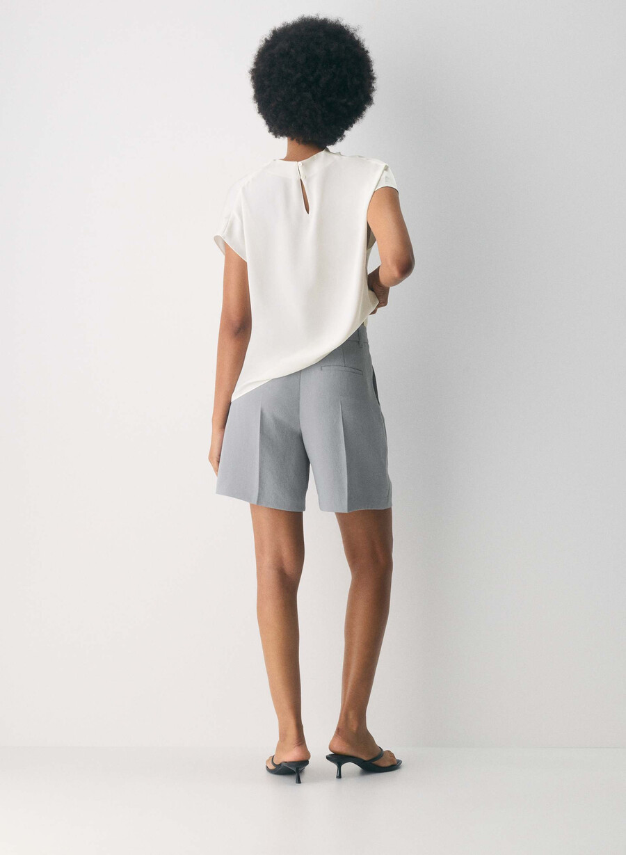 pantaloni scurți lungi the effortless short - crepette riverstone grey