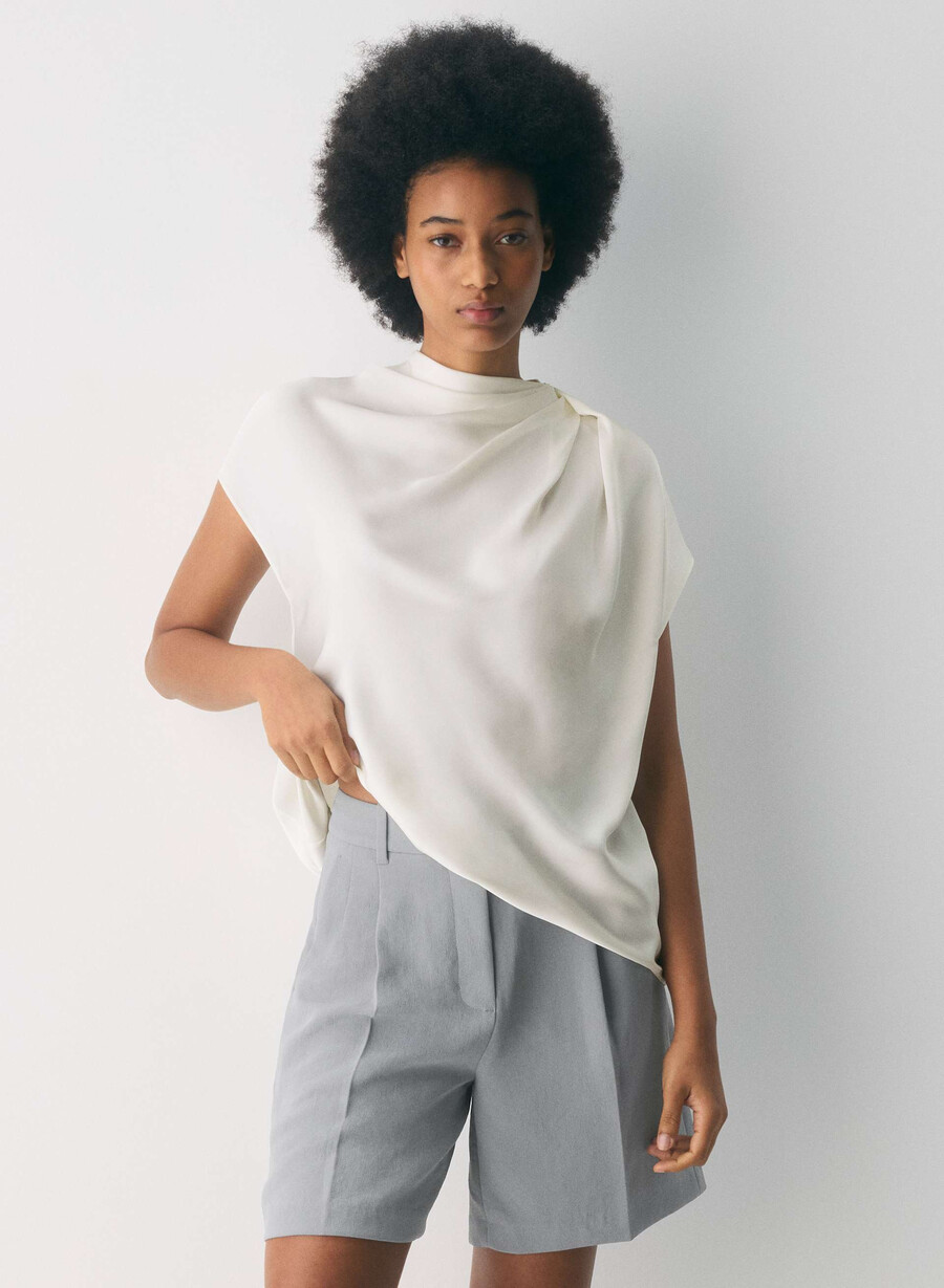 pantaloni scurți lungi the effortless short - crepette riverstone grey