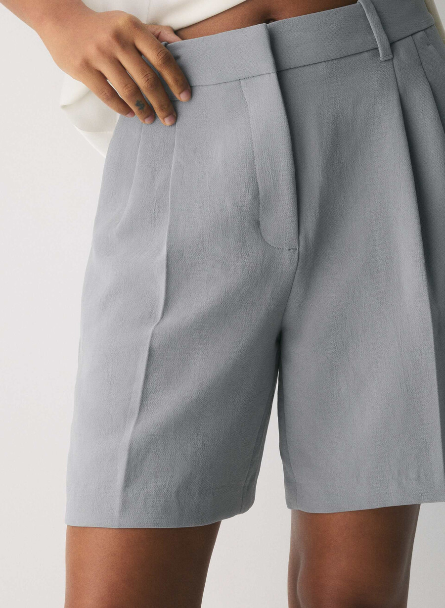 pantaloni scurți lungi the effortless short - crepette riverstone grey