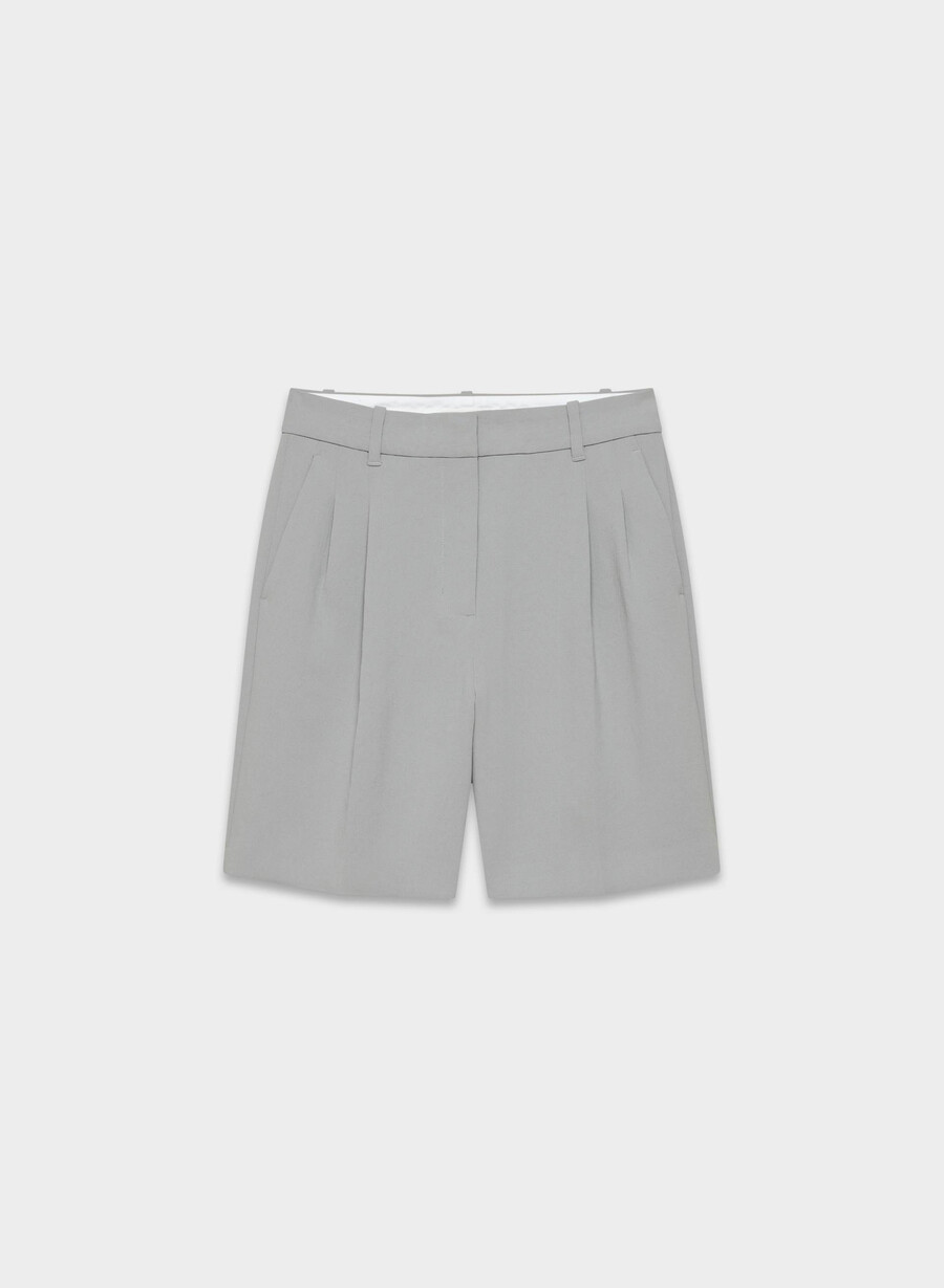 pantaloni scurți lungi the effortless short - crepette riverstone grey