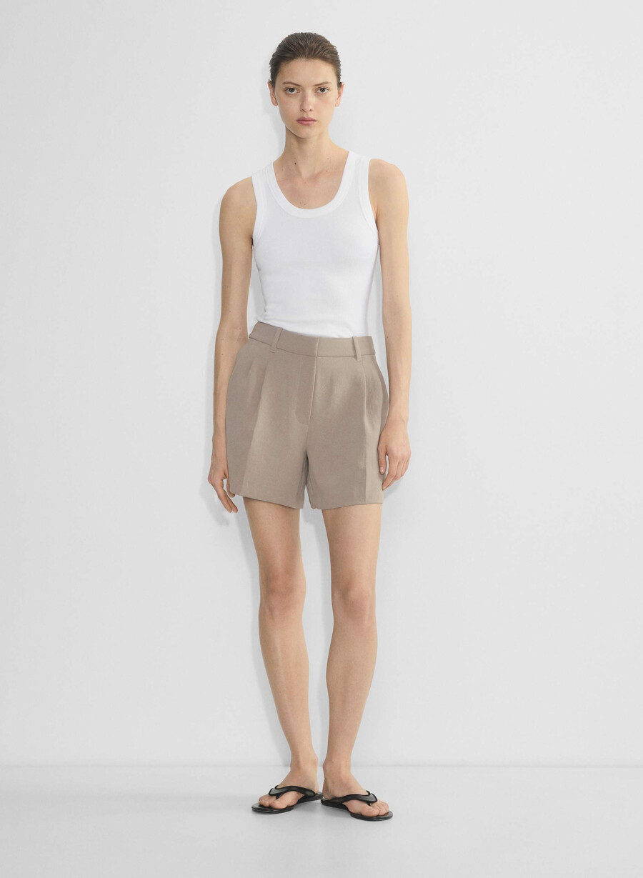pantaloni scurți effortless la mijlocul coapsei - crepette nomad taupe