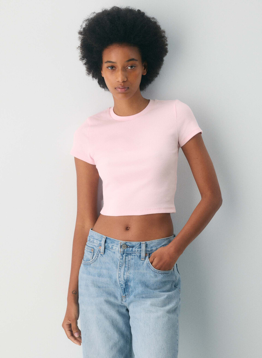 tricou homestretch cu talie ajustabilă și nervuri villa pink